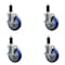 Service Caster 5'' Blue Poly Swivel 1-1/4'' Expanding Stem Caster Set with Brake, 4PK SCC-EX20S514-PPUB-BLUE-TLB-114-4 - alternate 1
